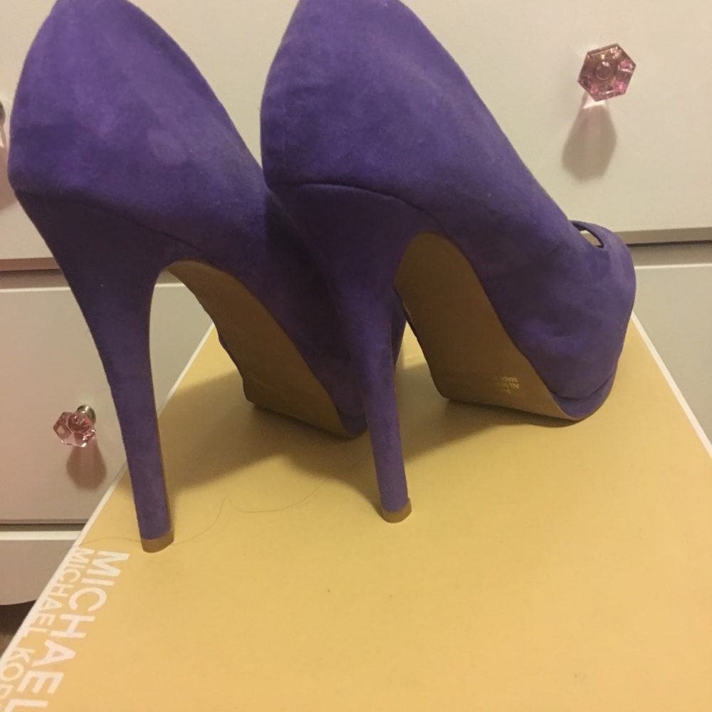 Purple peep toe heels